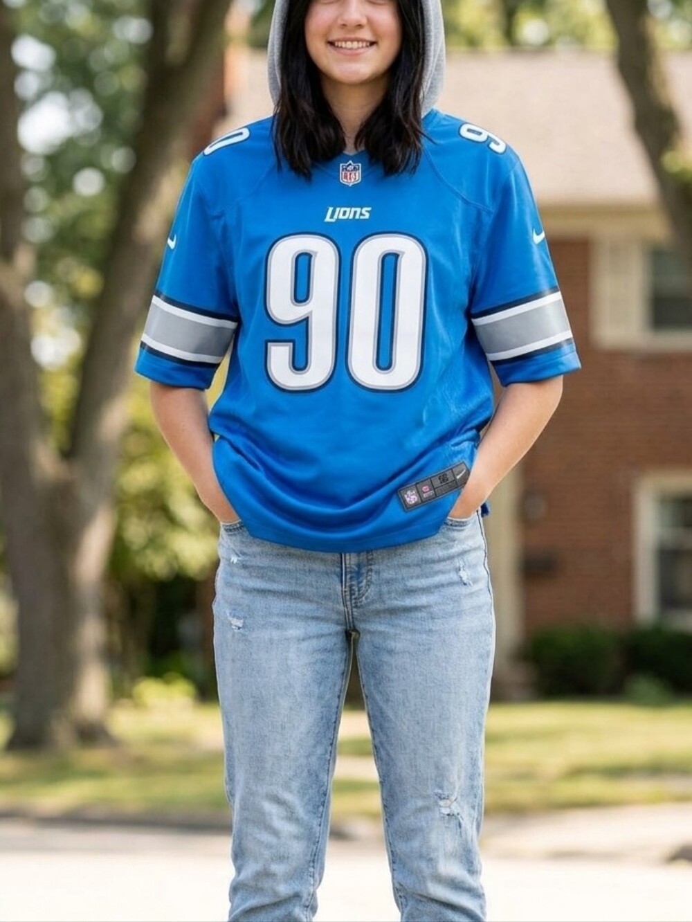 Youth Football Jersey Tee - Blue #90 Suh